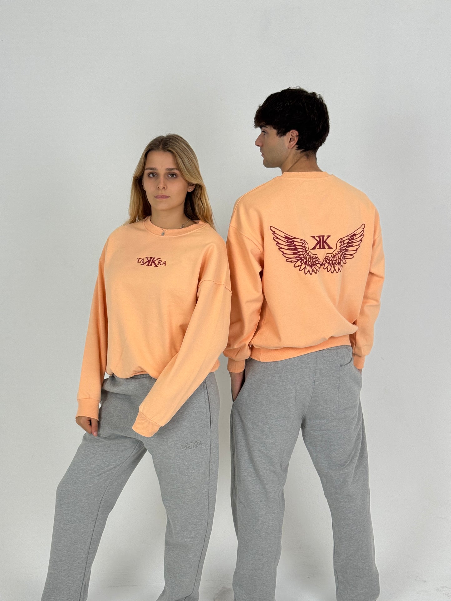 Wings Crewneck Peach Orange