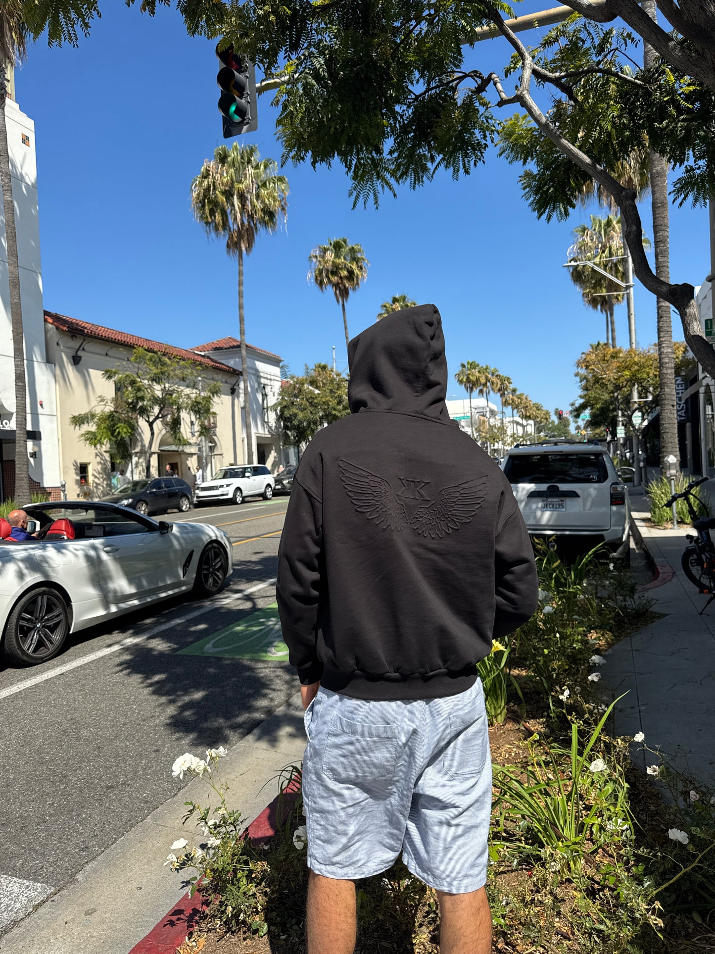 Embossed Zip-Up Hoodie Black