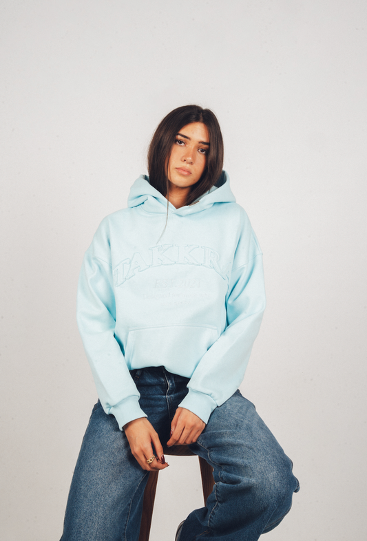 Distressed Hoodie Sky Blue