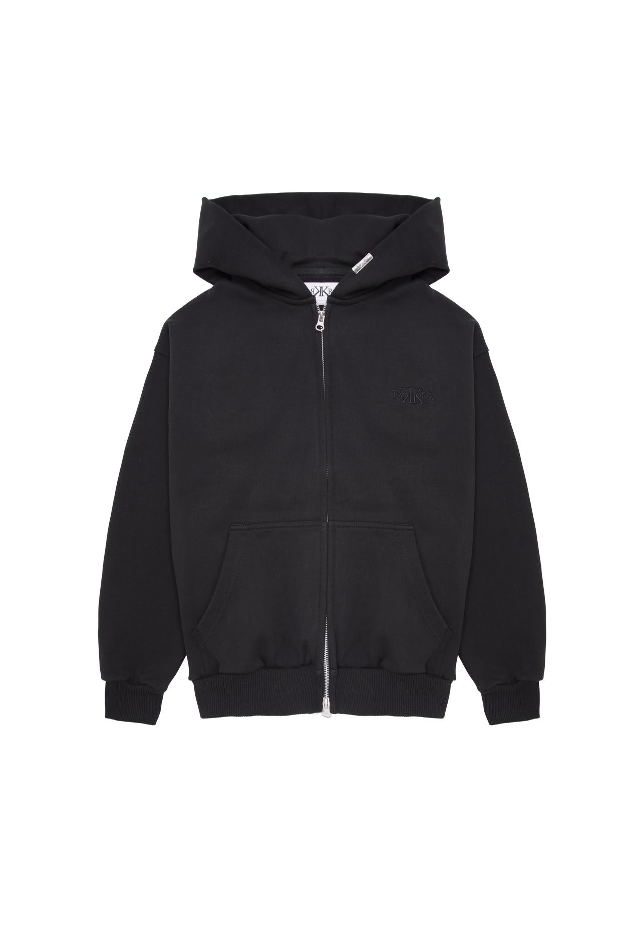 Embossed Zip-Up Hoodie Black – Takkra Barcelona