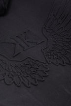 Embossed Zip-Up Hoodie Black